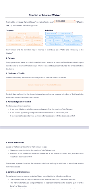 Conflict of Interest Waiver Template - PDF Templates