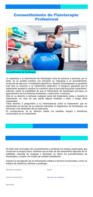 Consentimiento de Fisioterapia Profesional Plantilla - Plantillas PDF