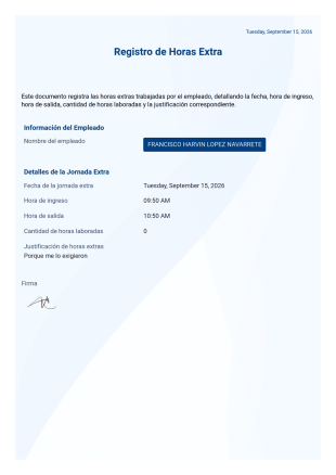 Consentimiento De Horas Extras Plantilla PDF