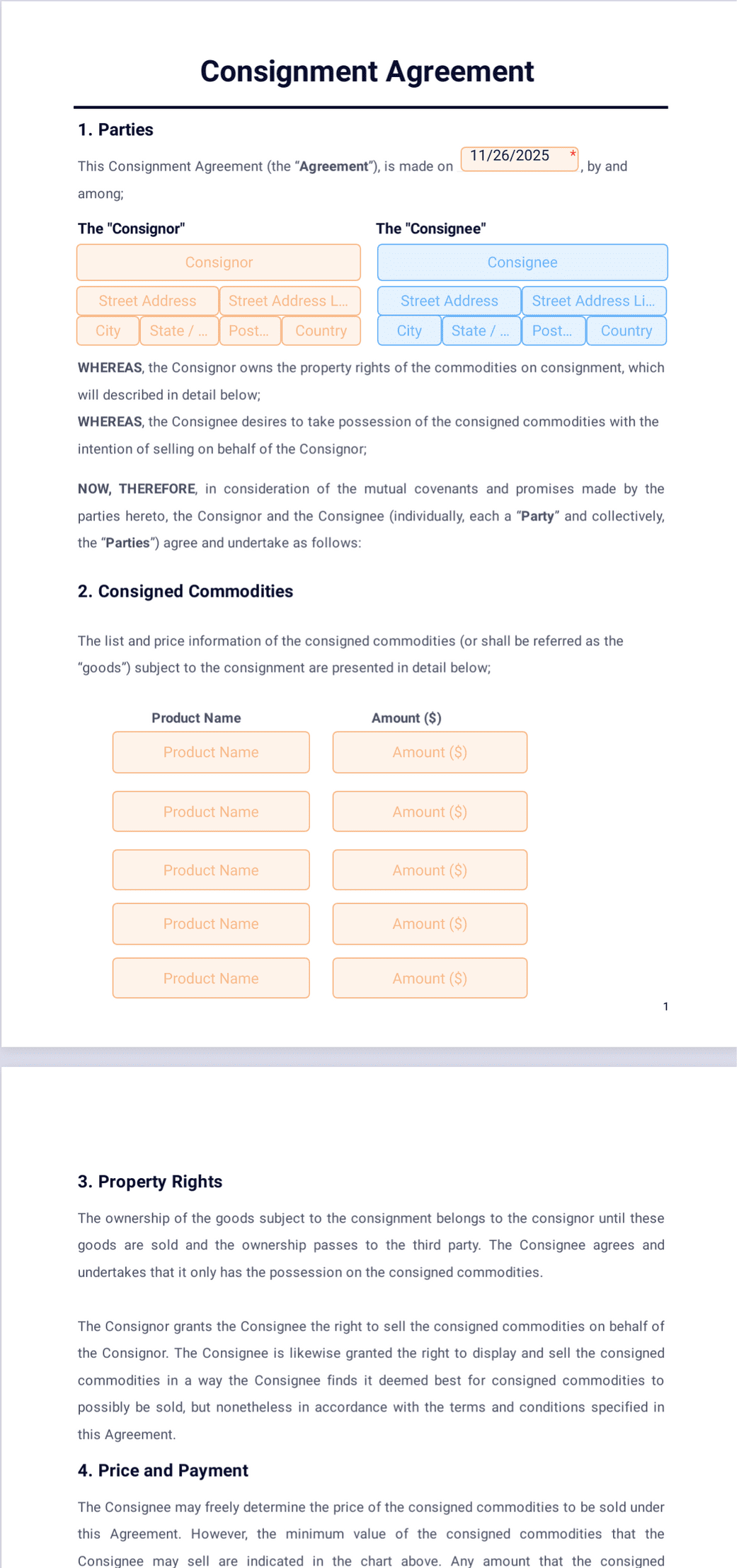 consignment-agreement-template-pdf-templates-jotform for Free Printable Consignment Agreement Form Consignment Agreement Template - PDF Templates | Jotform for Free Printable Consignment Agreement Form