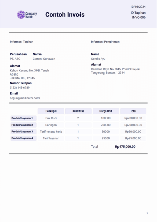 Contoh Invois - PDF Templates