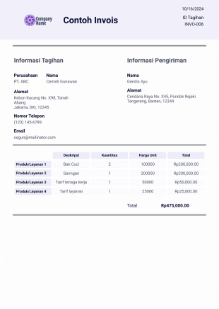 Contoh Invois - PDF Templates