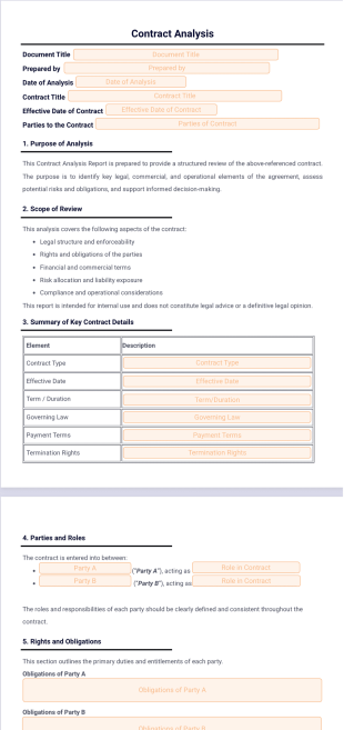 Contract Analysis Template - PDF Templates