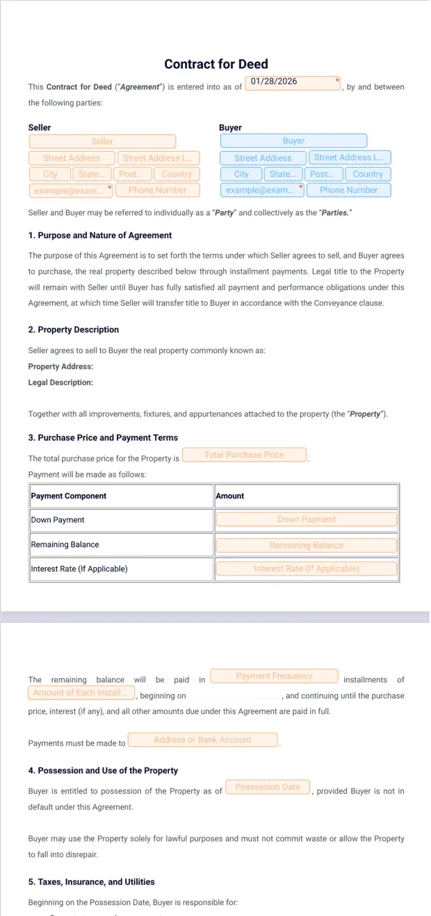 Contract for Deed Template