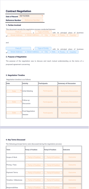 Contract Negotiation Template - PDF Templates