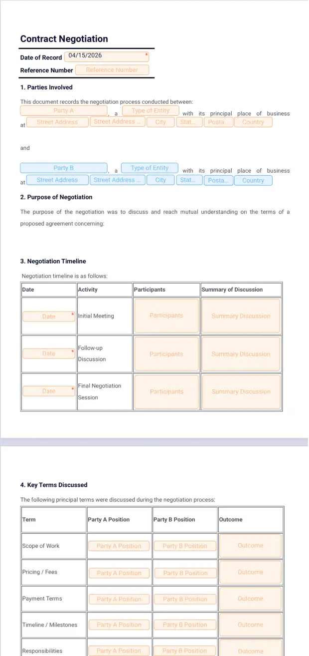 Contract Negotiation Template