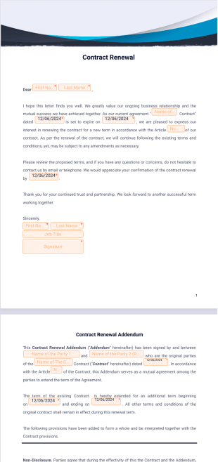 Contract Renewal Template - PDF Templates