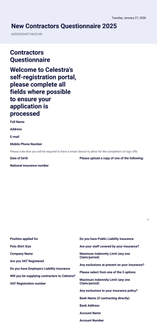 Contractor Form Download PDF Template