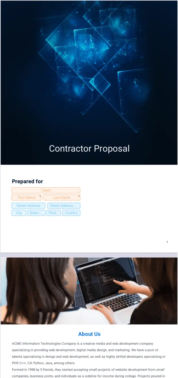 Contractor Proposal Template