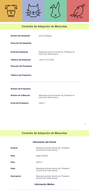 Contrato de Adopción de Mascotas Plantilla - PDF Templates