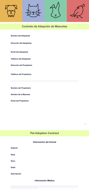 Contrato de Adopción de Mascotas Plantilla - Plantillas PDF