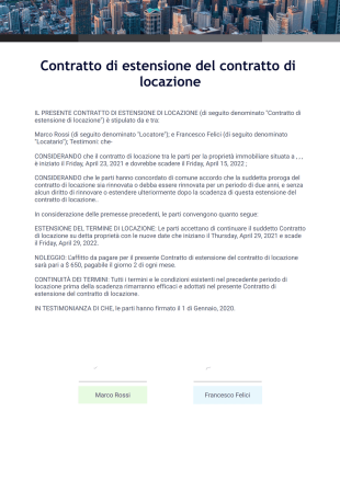 Contratto di estensione del contratto di locazione - PDF Templates