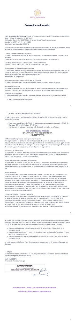Convention de formation Modèle PDF