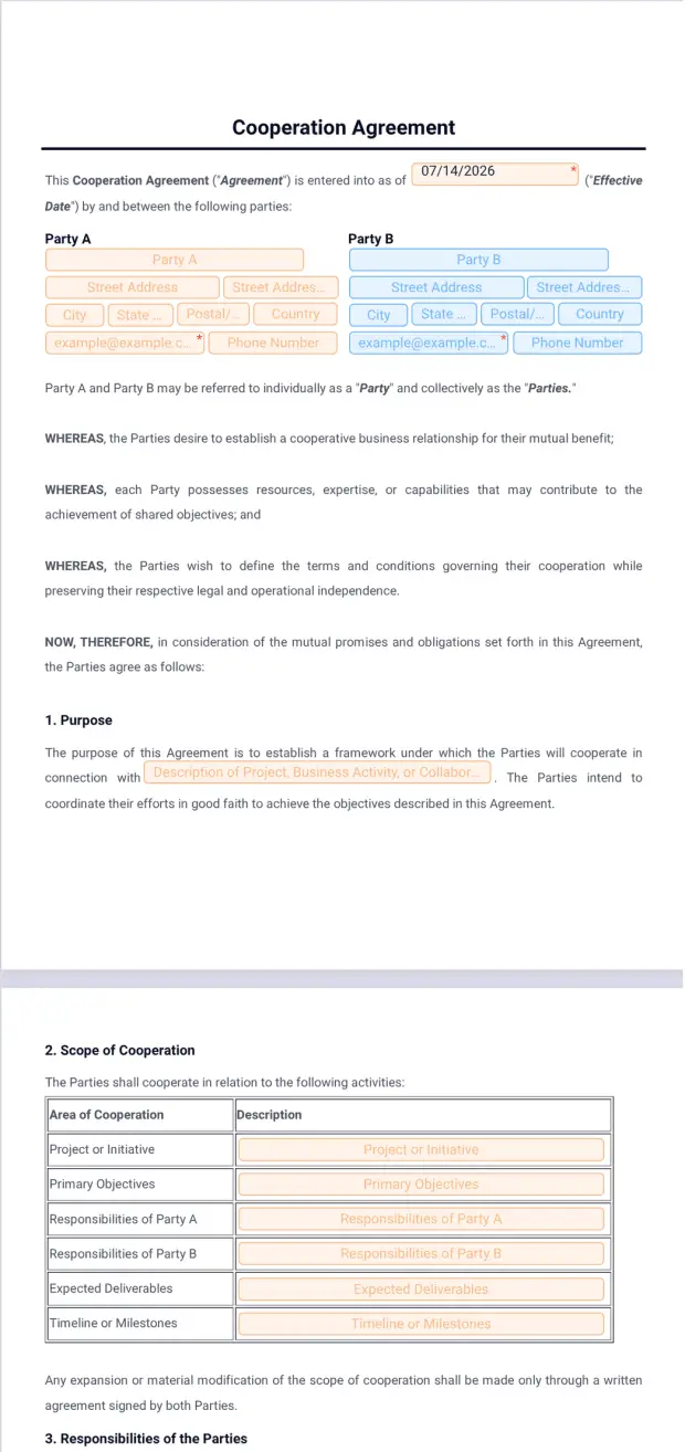Cooperation Agreement Template