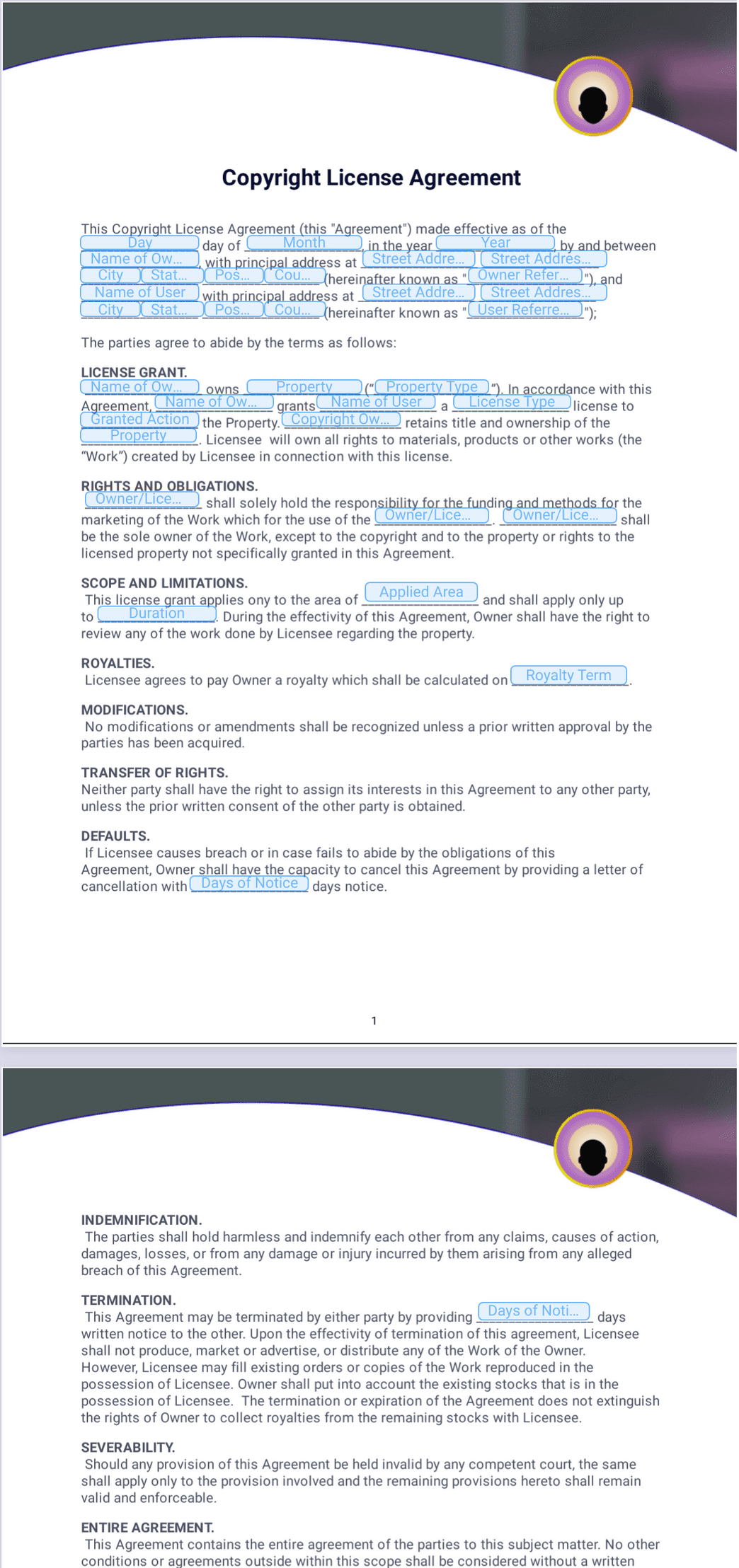 Copywrite License Copyright License Agreement - PDF Templates | Jotform