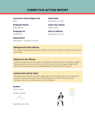 Corrective Action Report PDF Template