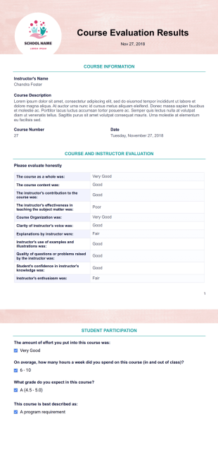 Course Evaluation Template - PDF Templates