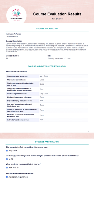 Course Evaluation Template - PDF Templates