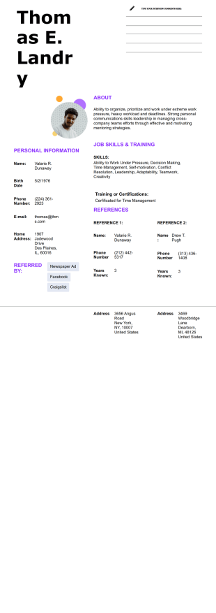 Creative Employment Application Template - PDF Templates