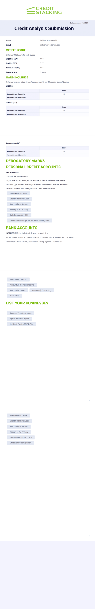 Credit Analysis PDF Template