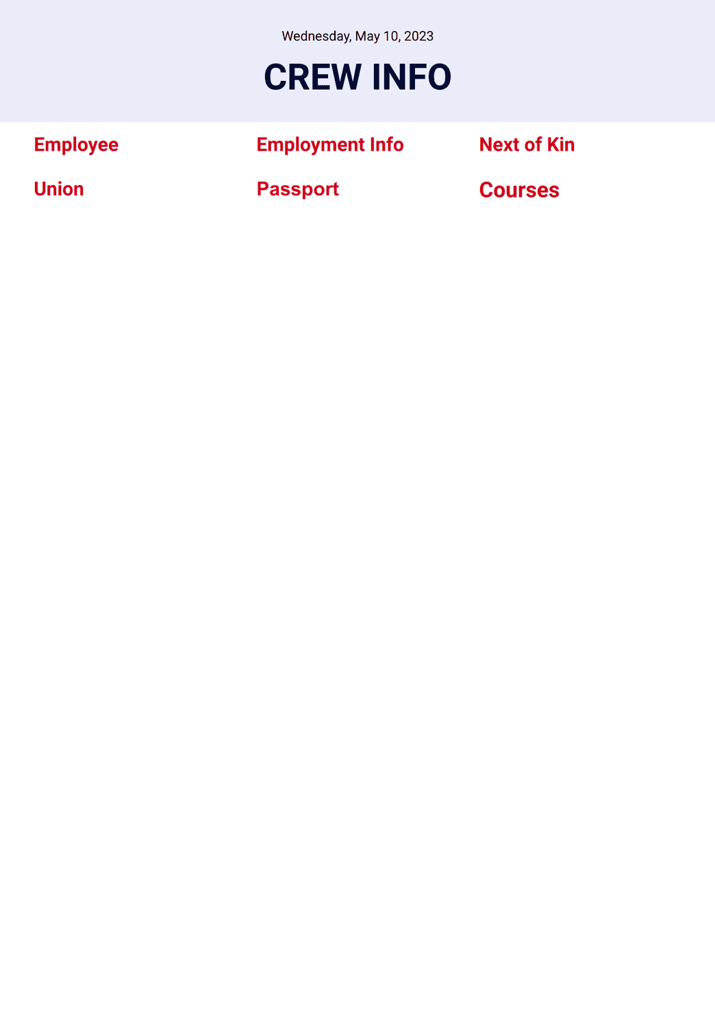 Crew Info PDF Template | Jotform