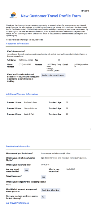 Customer Travel Plan PDF Template