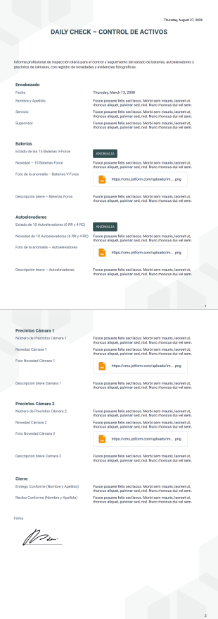 Daily Check Plantilla PDF