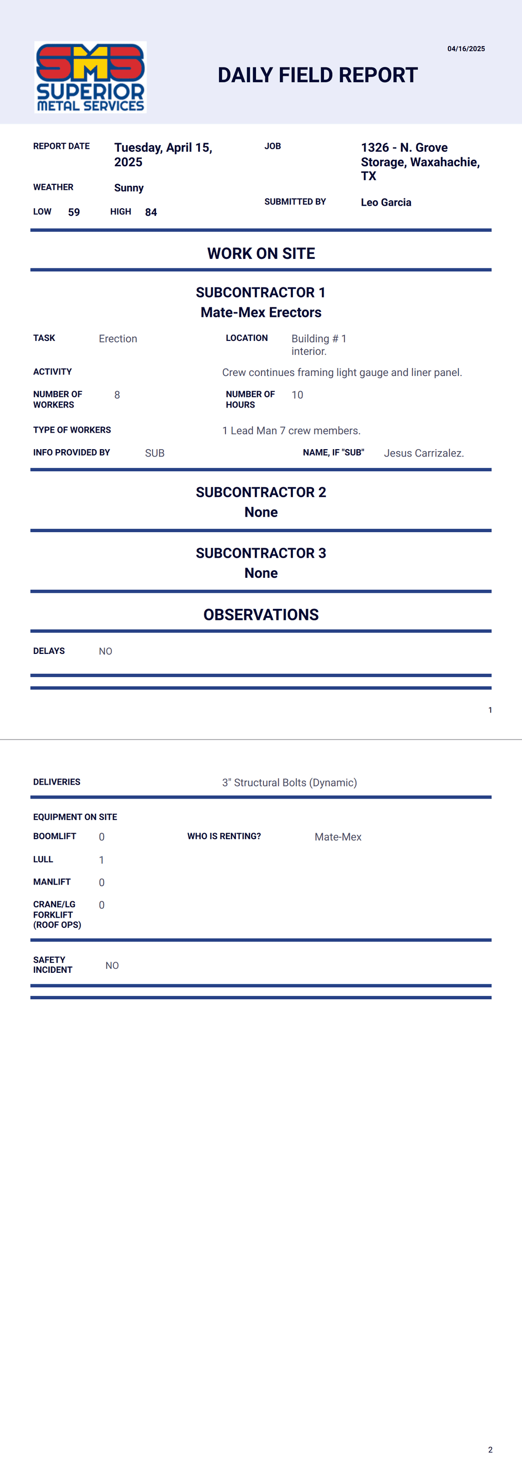 Field Reporter Sample Daily Field Report PDF Template | Jotform