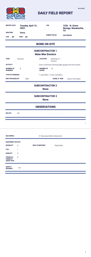 Daily Field Report PDF Template
