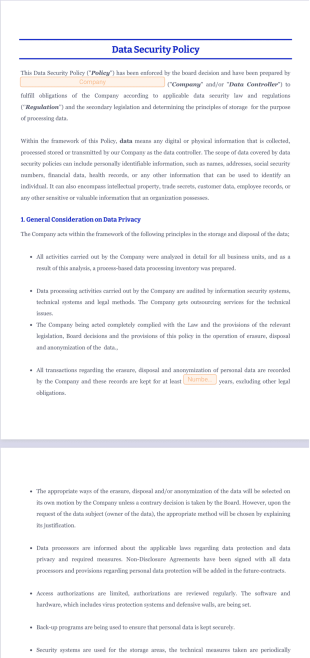 Data Security Policy PDF Template