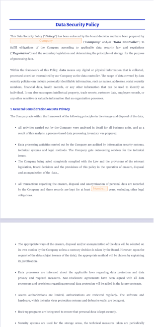 Data Security Policy PDF Template