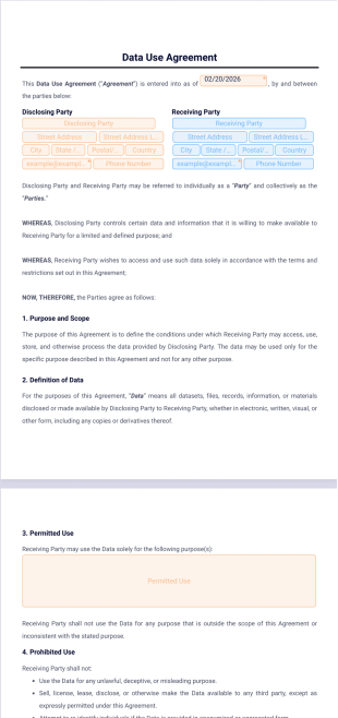 Data Use Agreement Template - PDF Templates