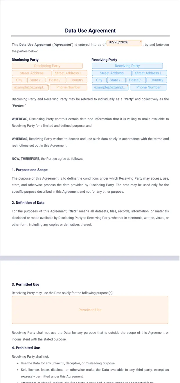 Data Use Agreement Template
