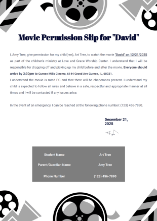 David Permission Slip - PDF Templates