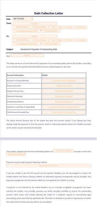 Debt Collection Letter Template - PDF Templates