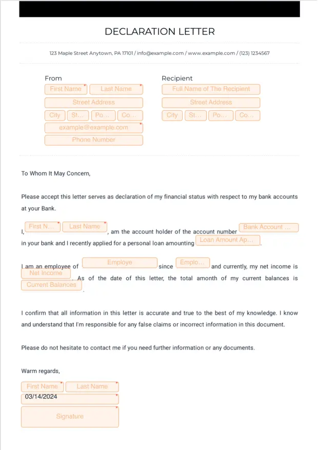 Declaration Letter