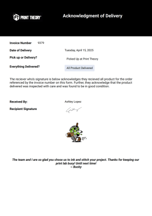 Delivery Acknowledgement PDF Template