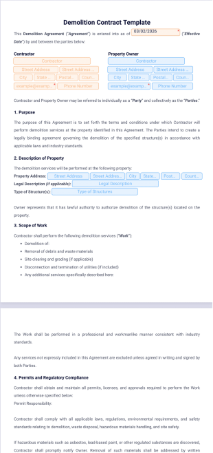 Demolition Contract Template - PDF Templates