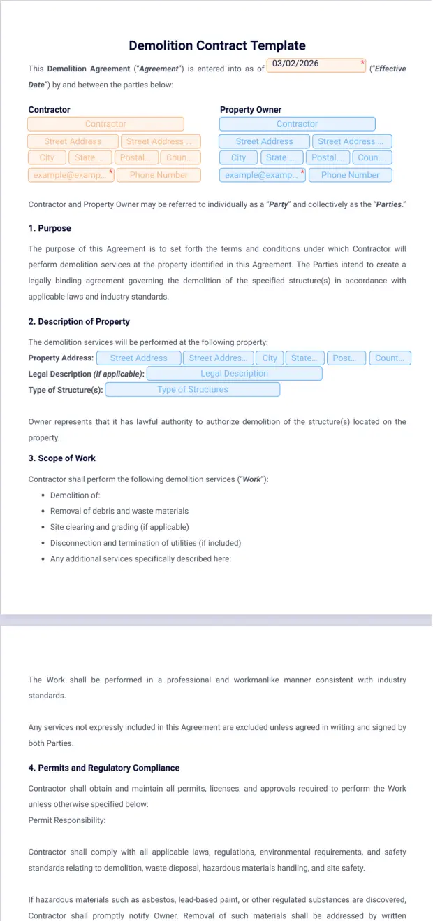 Demolition Contract Template