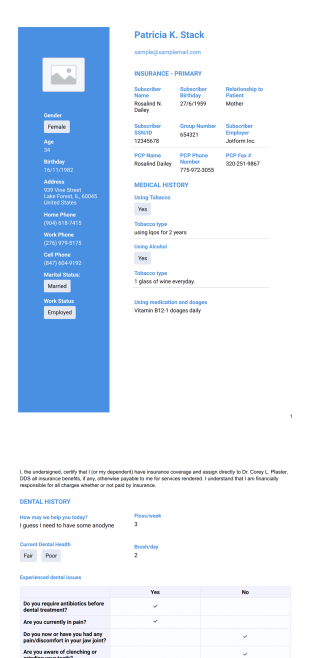 Dental Health Record Template - PDF Templates