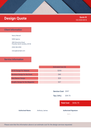 Design Quote Template - PDF Templates