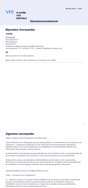Dienstenovereenkomst PDF Sjabloon