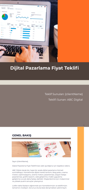 Dijital Pazarlama Fiyat Teklifi Örneği PDF Şablonu