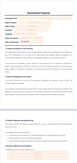 Dissertation Proposal Template - Sign Templates