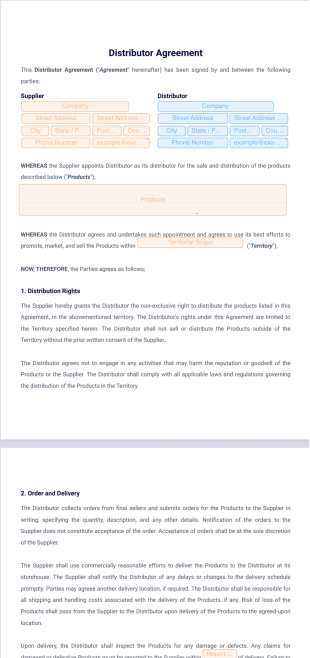 Distributor Agreement Template - PDF Templates