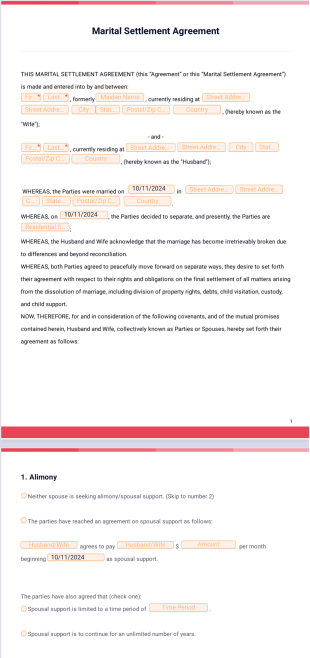 Divorce Settlement Agreement Template - PDF Templates