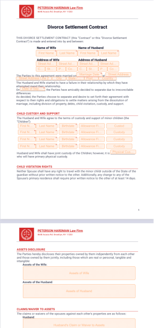 Divorce Settlement Contract Template - PDF Templates
