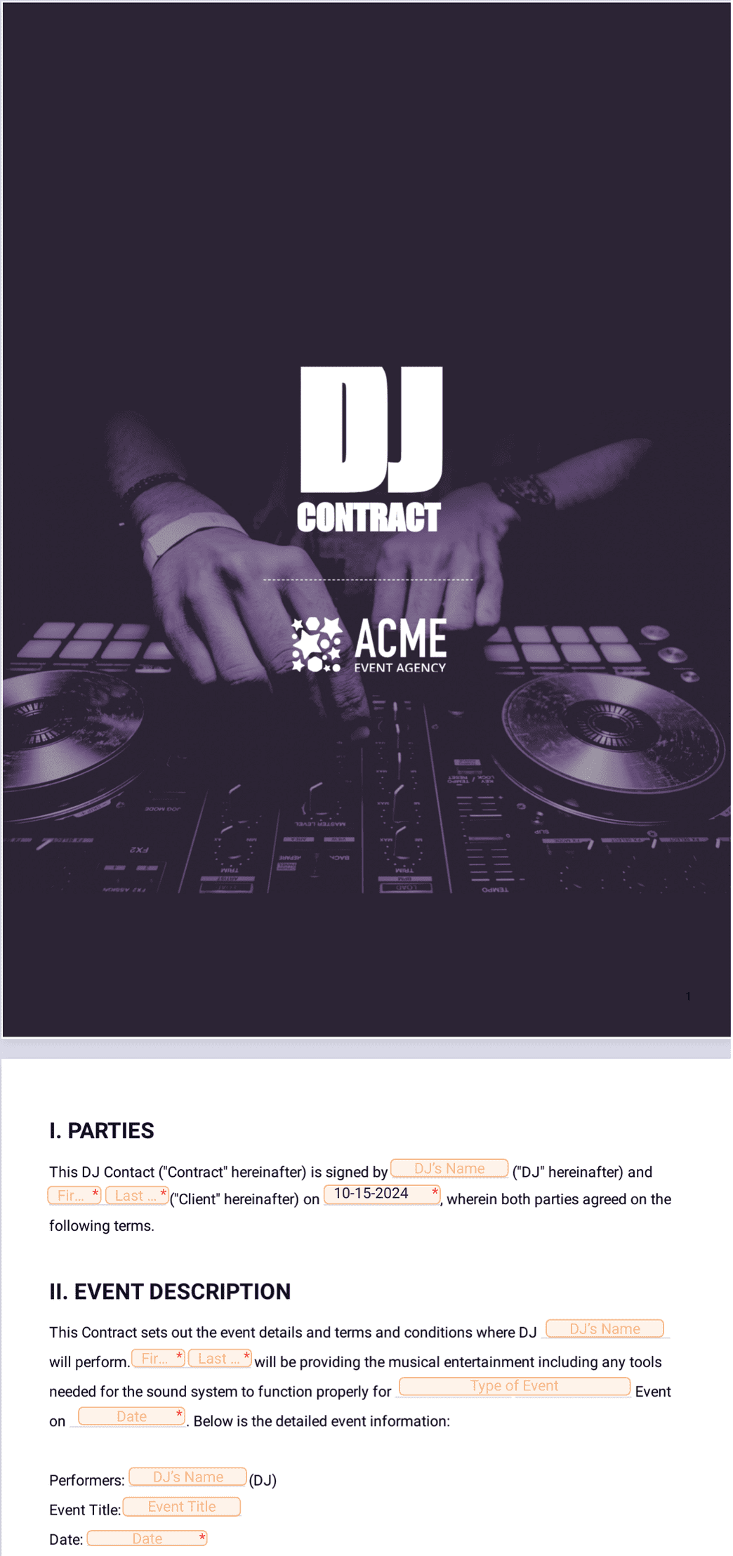 DJ Contract Template - PDF Templates | Jotform dj-contract-template-pdf-templates-jotform