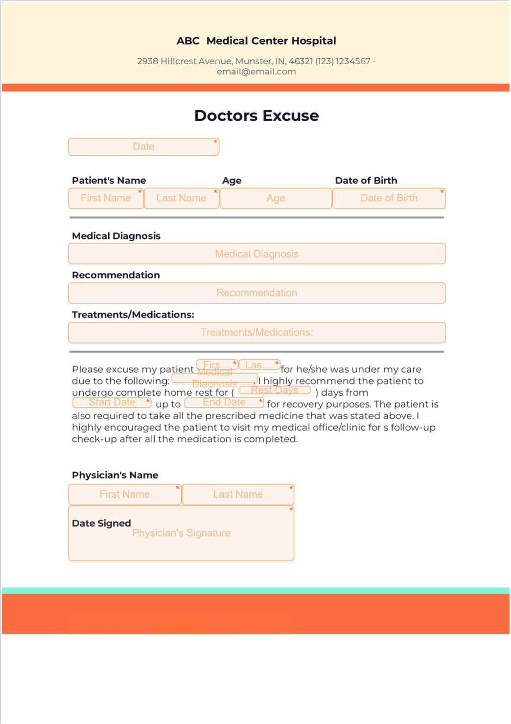 Medical Excuse Form.pdf Blank Doctors Excuse Template