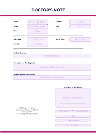 Doctors Note Template - PDF Templates